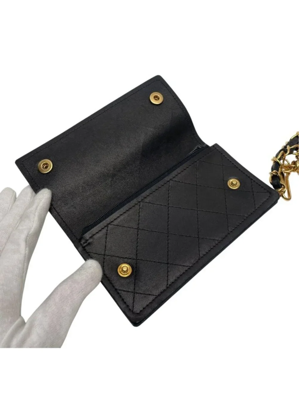 Chanel Quilted Chain Shoulder Bag Wallet Brown